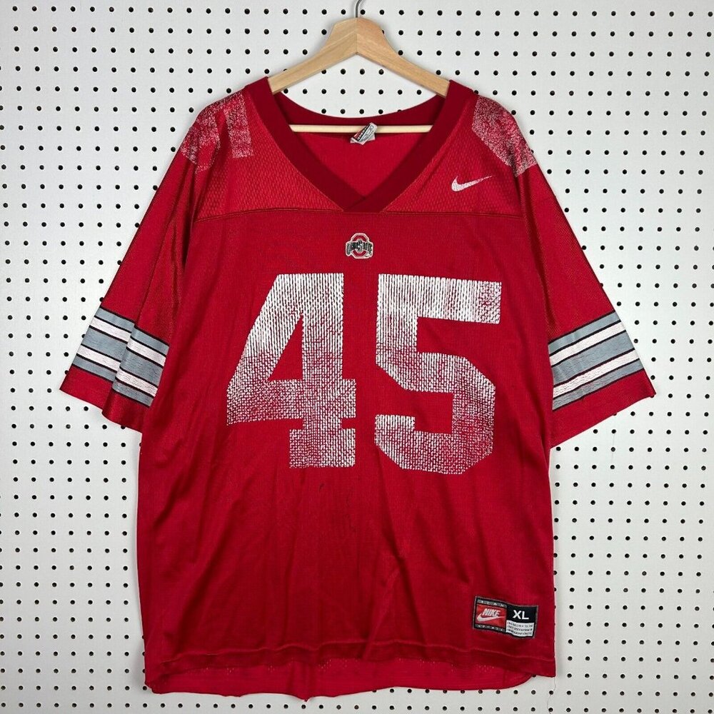 Ohio State Football Jersey Sz XL Vintage Nike USA Made #45‎ Red Silver READ Mesh